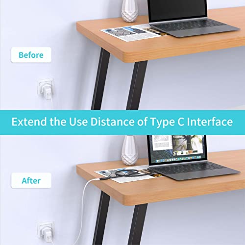 PHIXERO[20Gbps, 100W] Right Angle USB C Extension Cable with 4K@60HZ Video Output