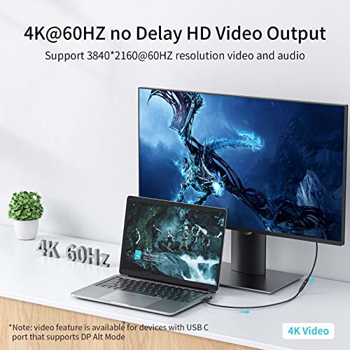 PHIXERO[20Gbps, 100W] Right Angle USB C Extension Cable with 4K@60HZ Video Output